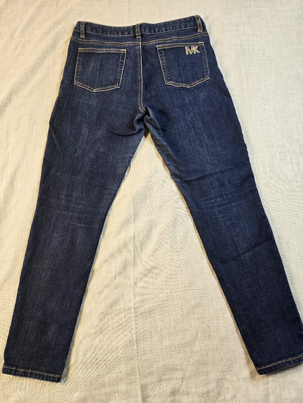 Michael Kors Women's 8 Skinny Studded Pocket Dark Blue Wash Denim Stretch Jeans - Picture 2 of 11
